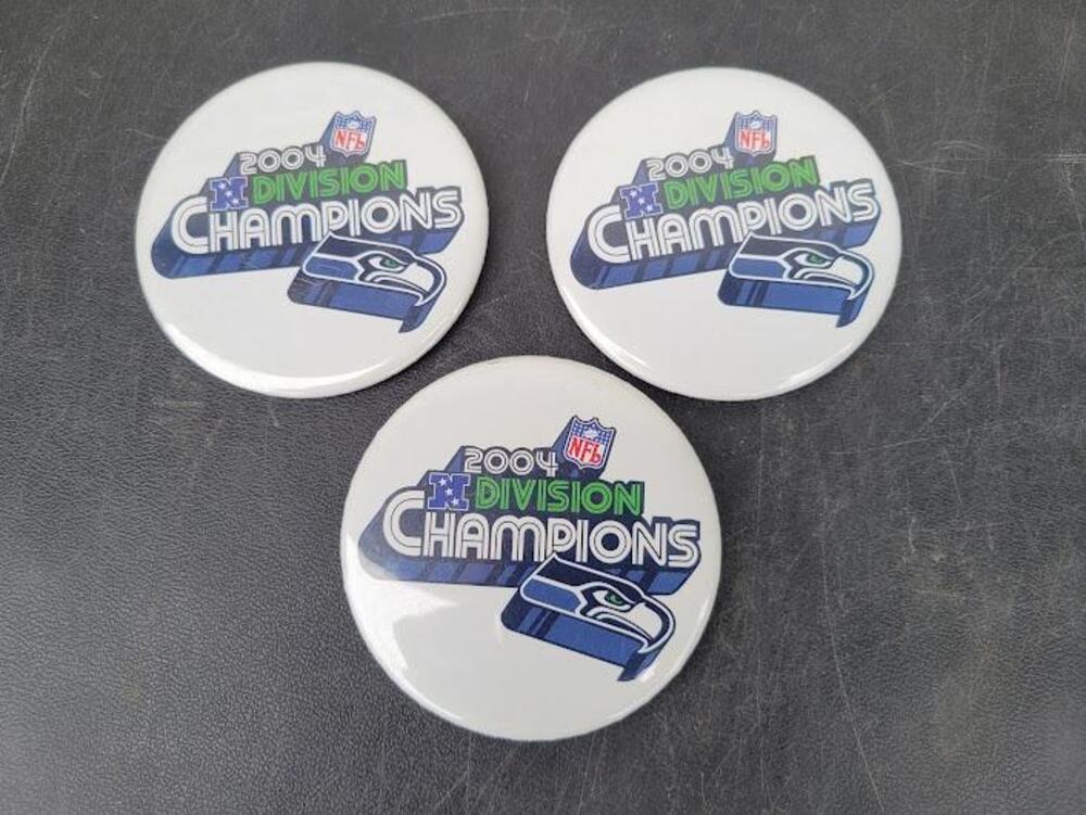 Vintage Seattle Seahawks Pin Button One Size White NFL 2004 Champions NFL
